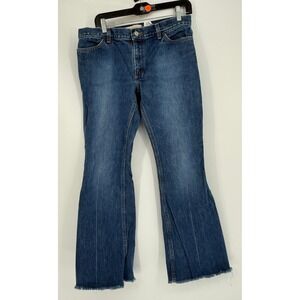 GAP Long & Lean Flare Jeans 10 Made USA Y2K Raw Hem 32x30